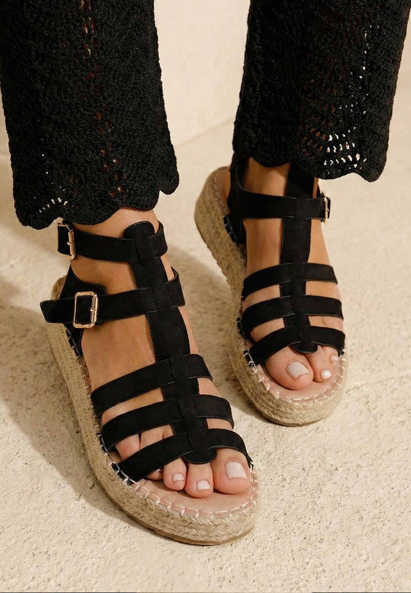 Sanjana fekete espadrilles szandál