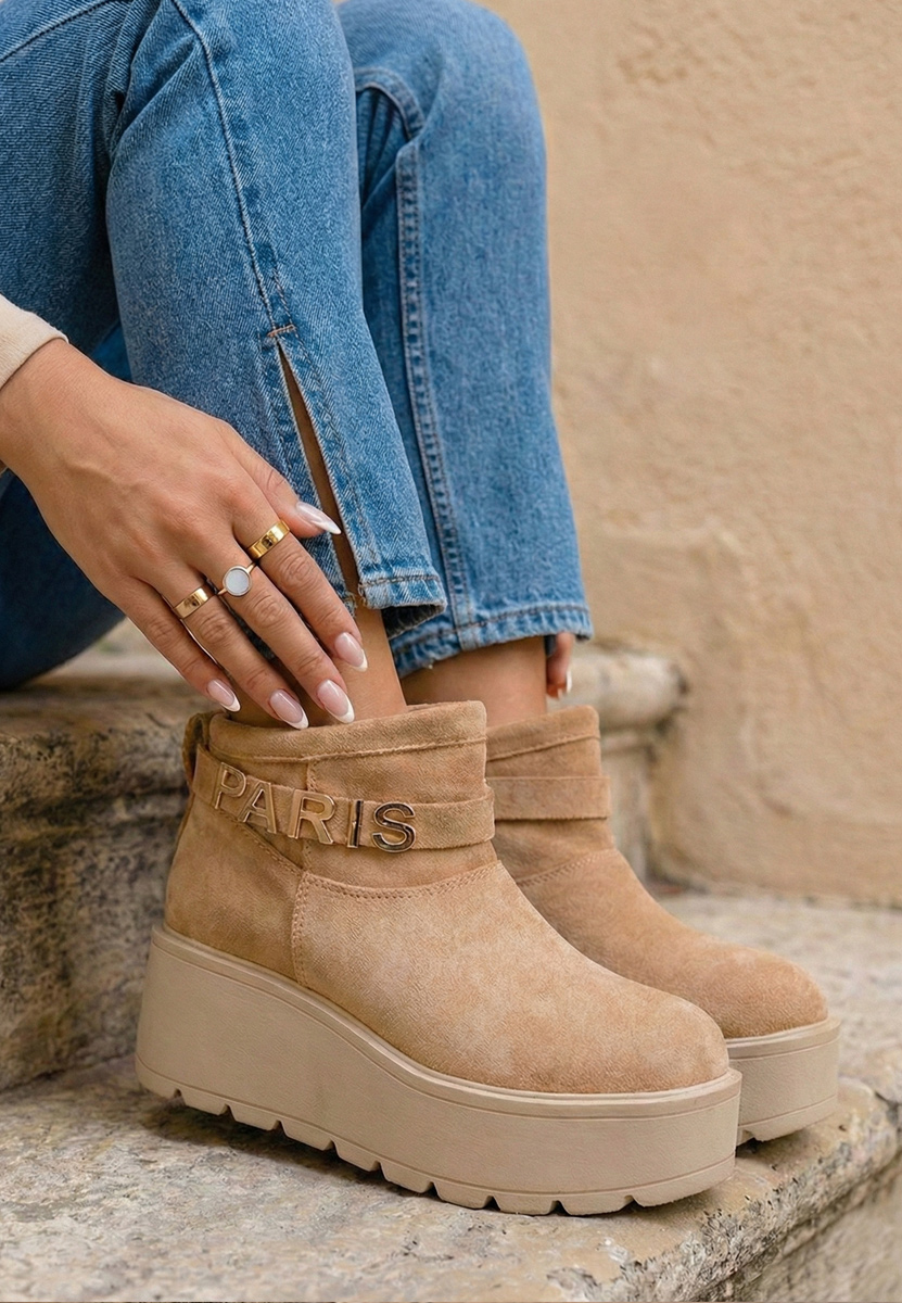 Alrima khaki telitalpú platform bokacsizma