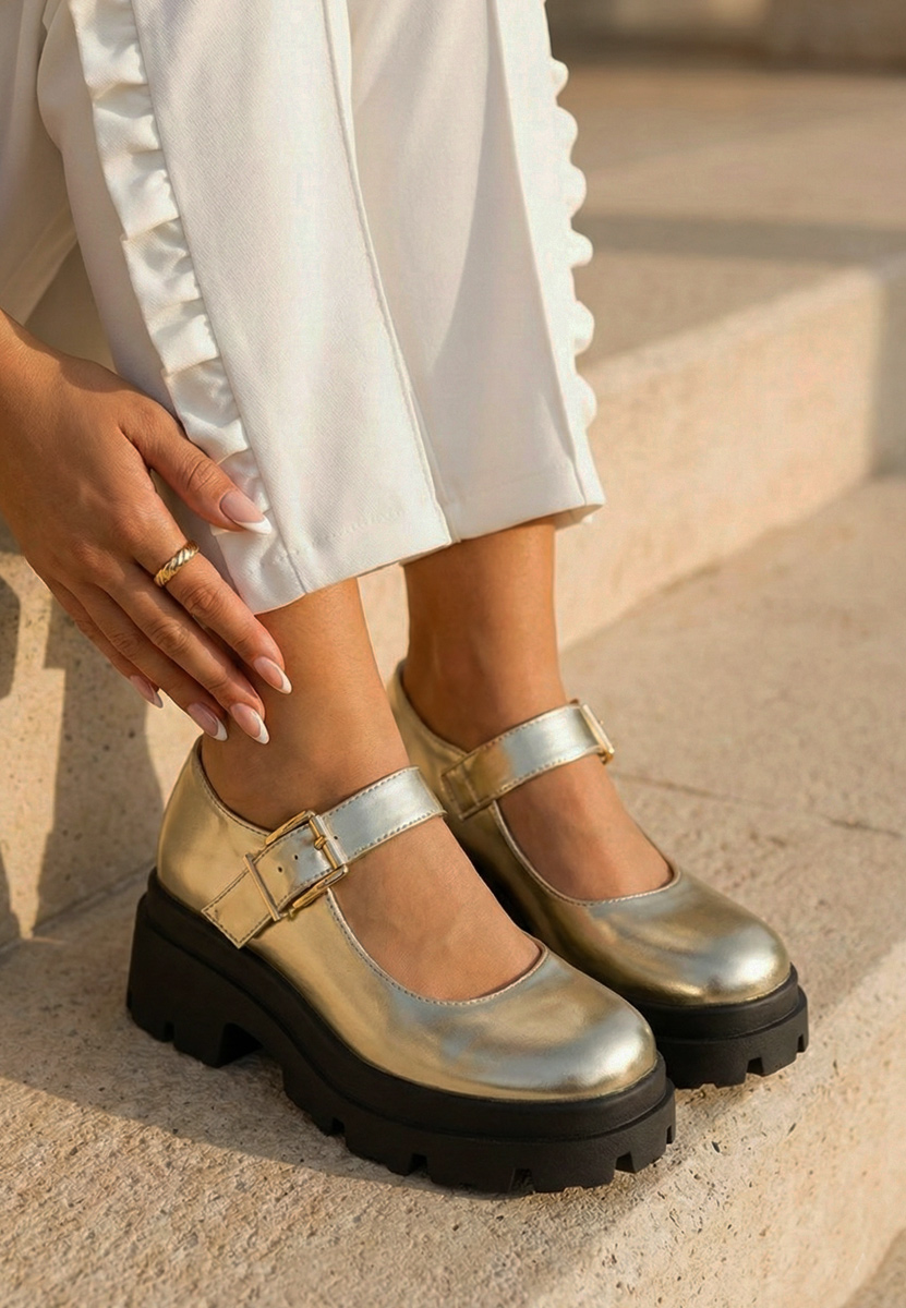 Masovia aranyszínü telitalpú platform cipő