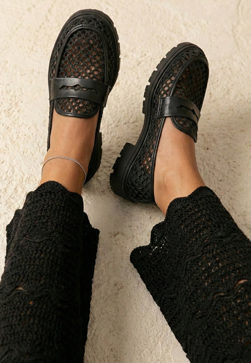 Maryjanne fekete nyári mokaszin