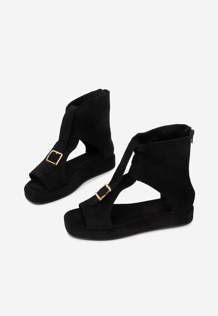 Petria fekete lapos szandál