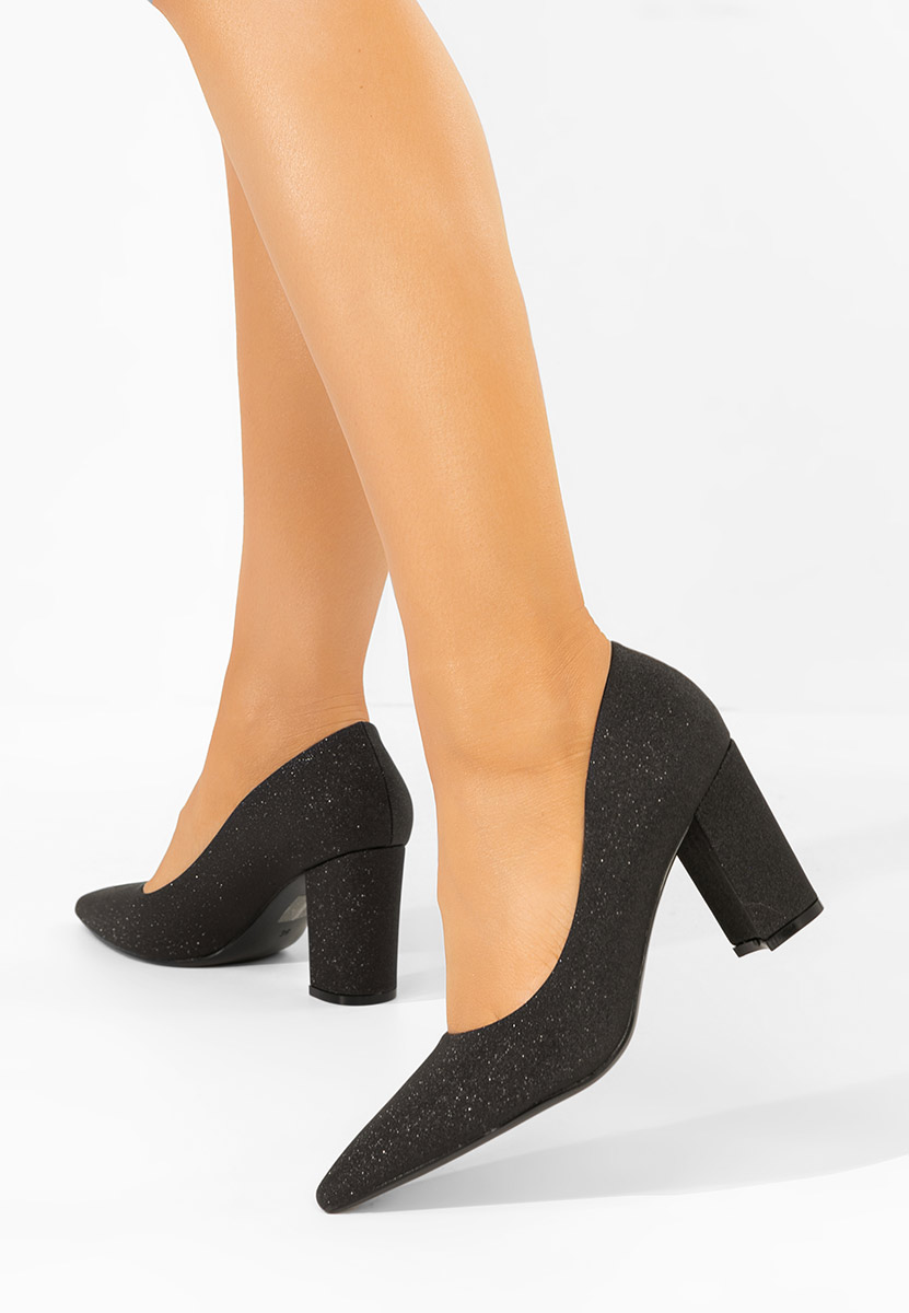 Sineva fekete vastag sarkú magassarkú 