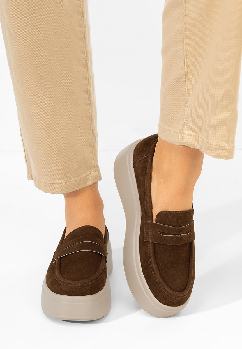 Herminia barna telitalpú platform mokaszin