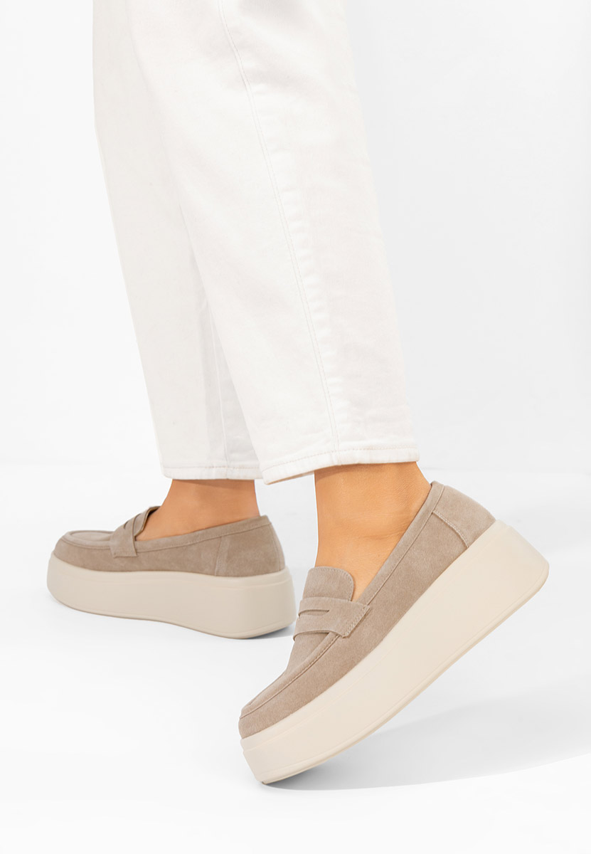 Herminia khaki telitalpú platform mokaszin