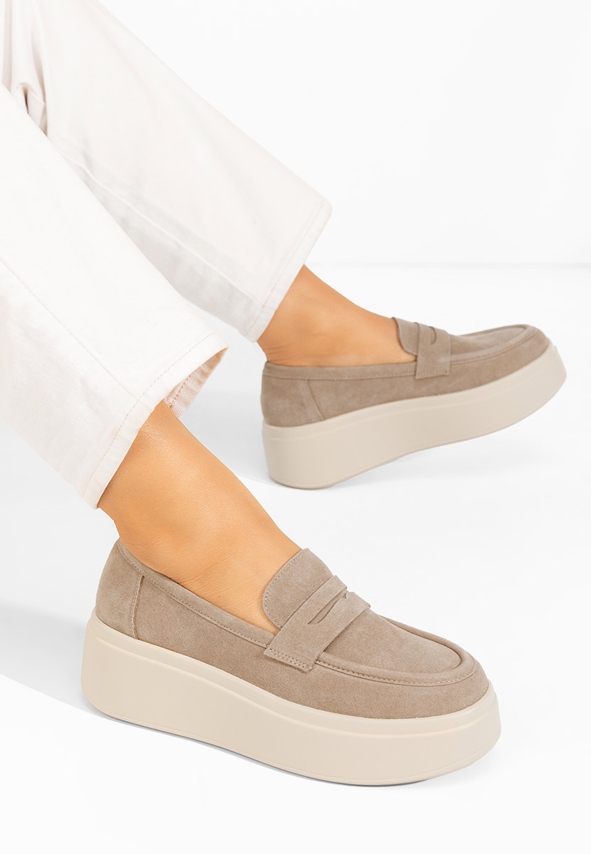 Herminia khaki telitalpú platform mokaszin