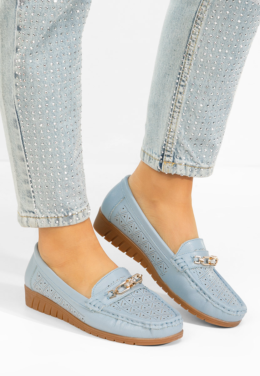 Giona kék bőr mokaszin női