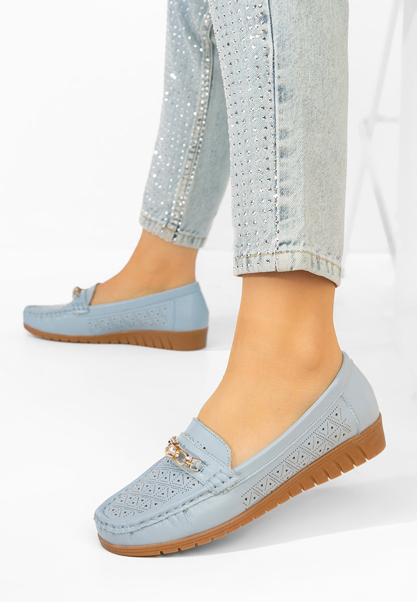 Giona kék bőr mokaszin női