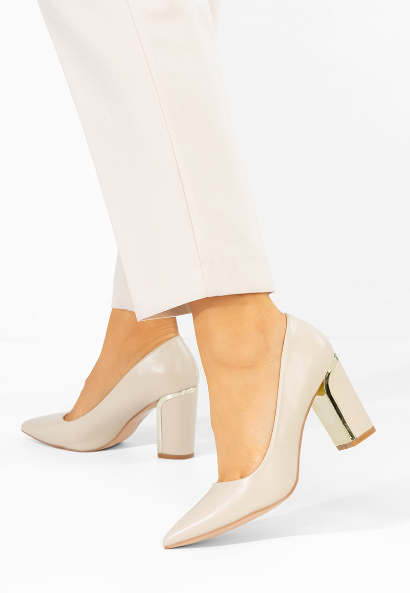 Geoana bézs vastag sarkú magassarkú 