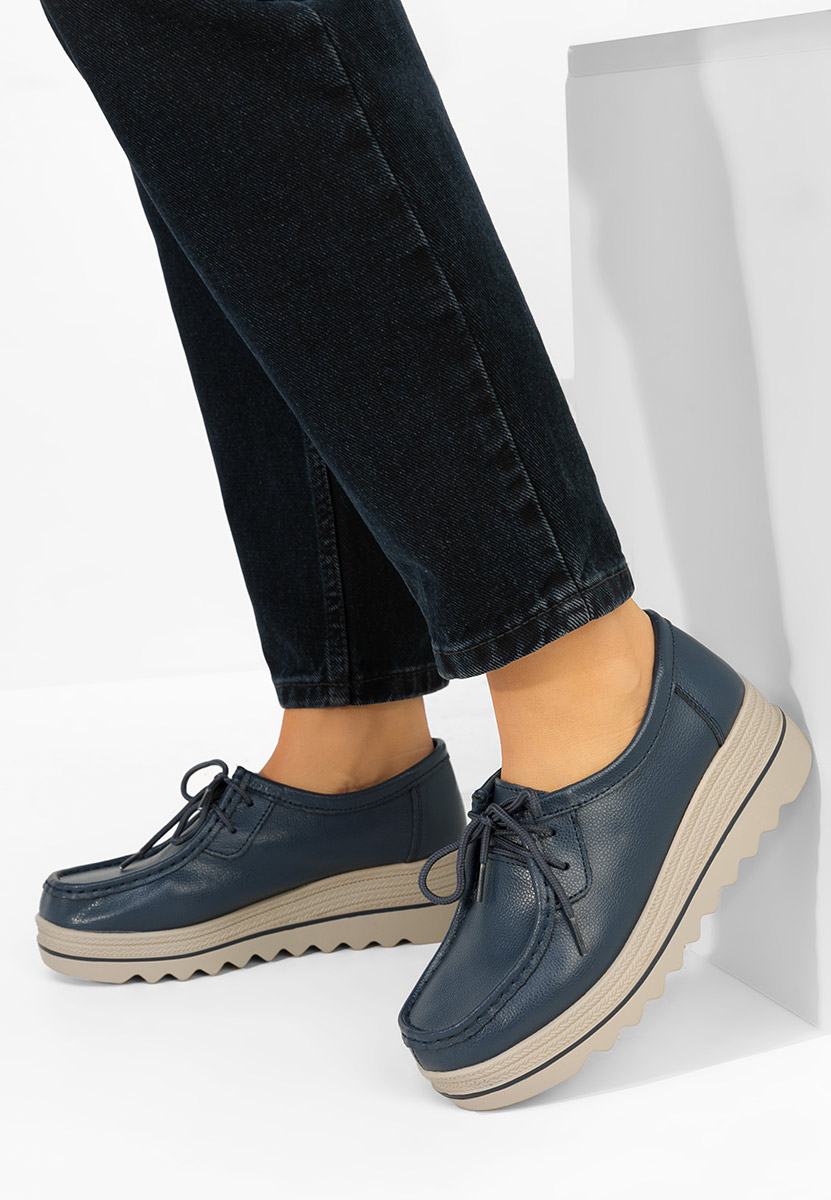 Evelinia tengerészkék platform mokaszin