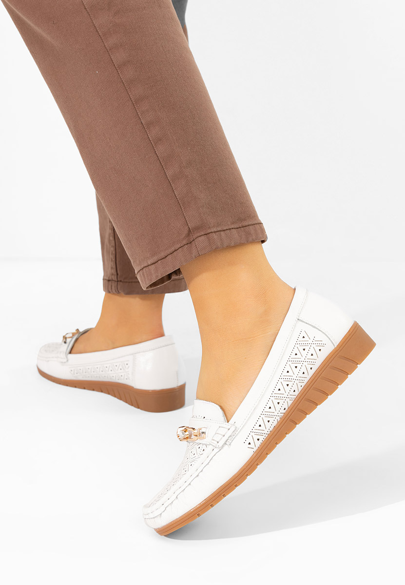 Giona fehér bőr mokaszin női