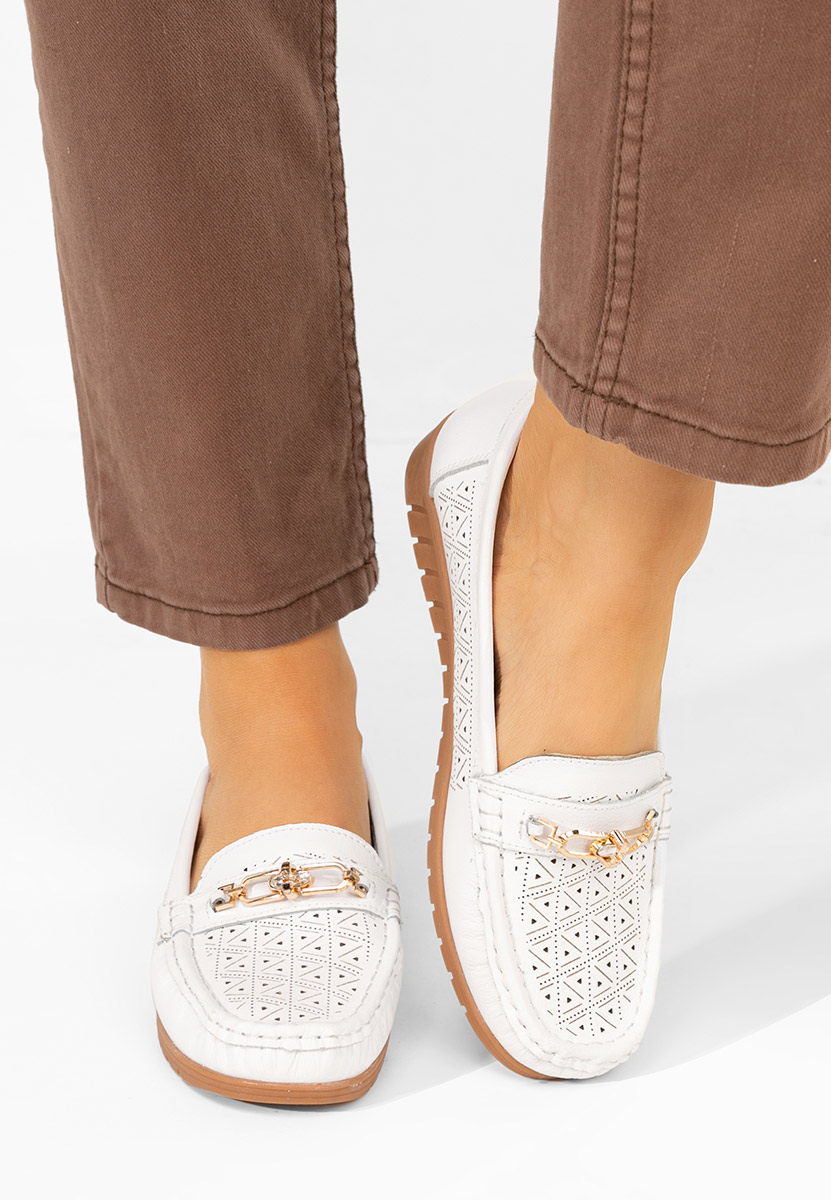 Giona fehér bőr mokaszin női