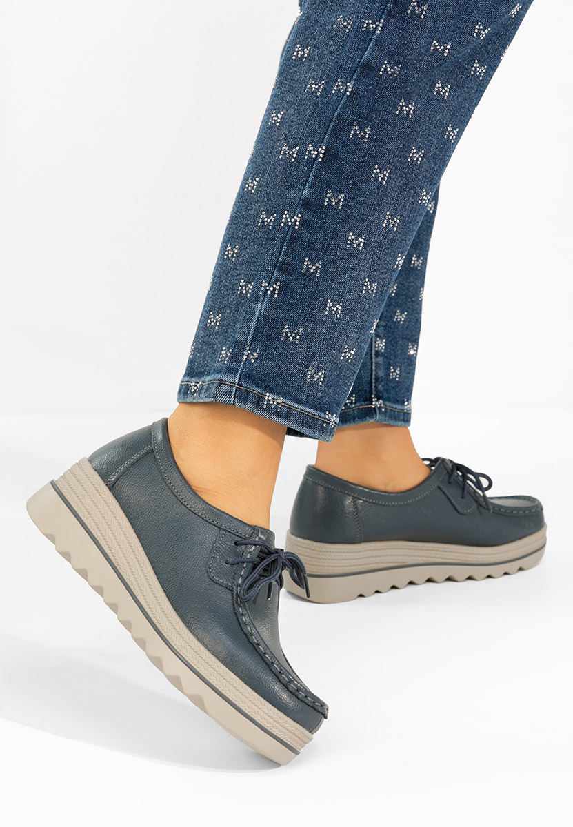 Evelinia v2 tengerészkék platform mokaszin