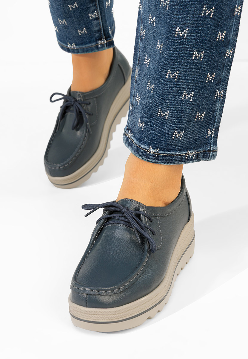 Evelinia v2 tengerészkék platform mokaszin