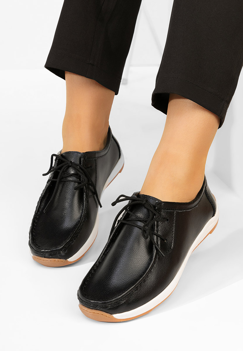 Solenia fekete bőr mokaszin