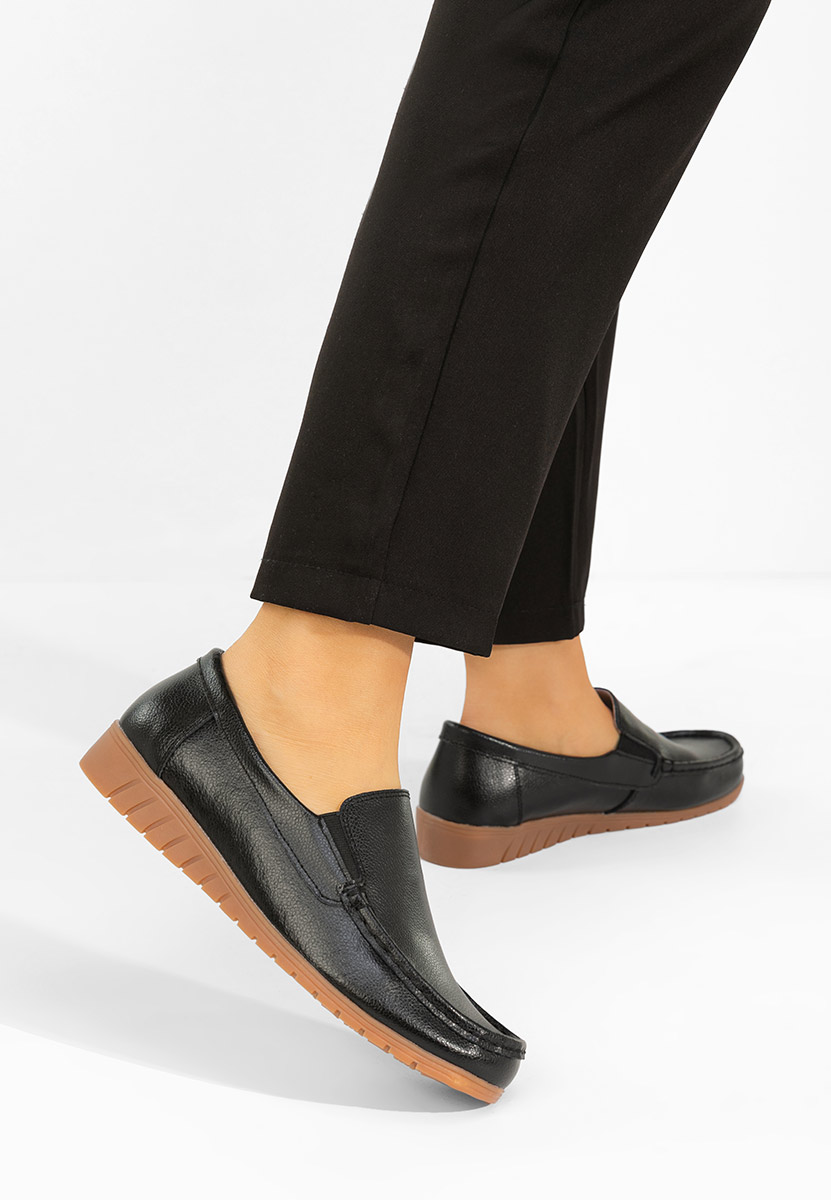 Panoma fekete bőr mokaszin női