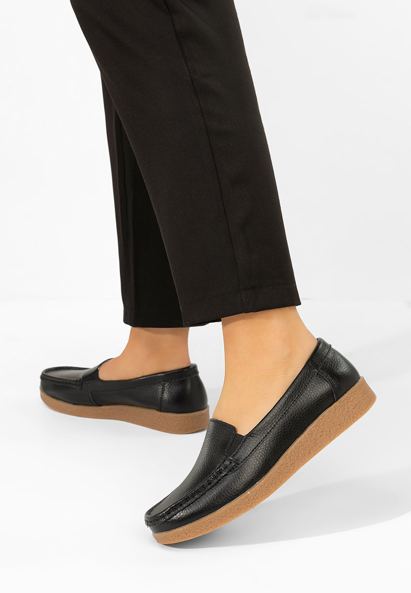 Nerida fekete bőr mokaszin
