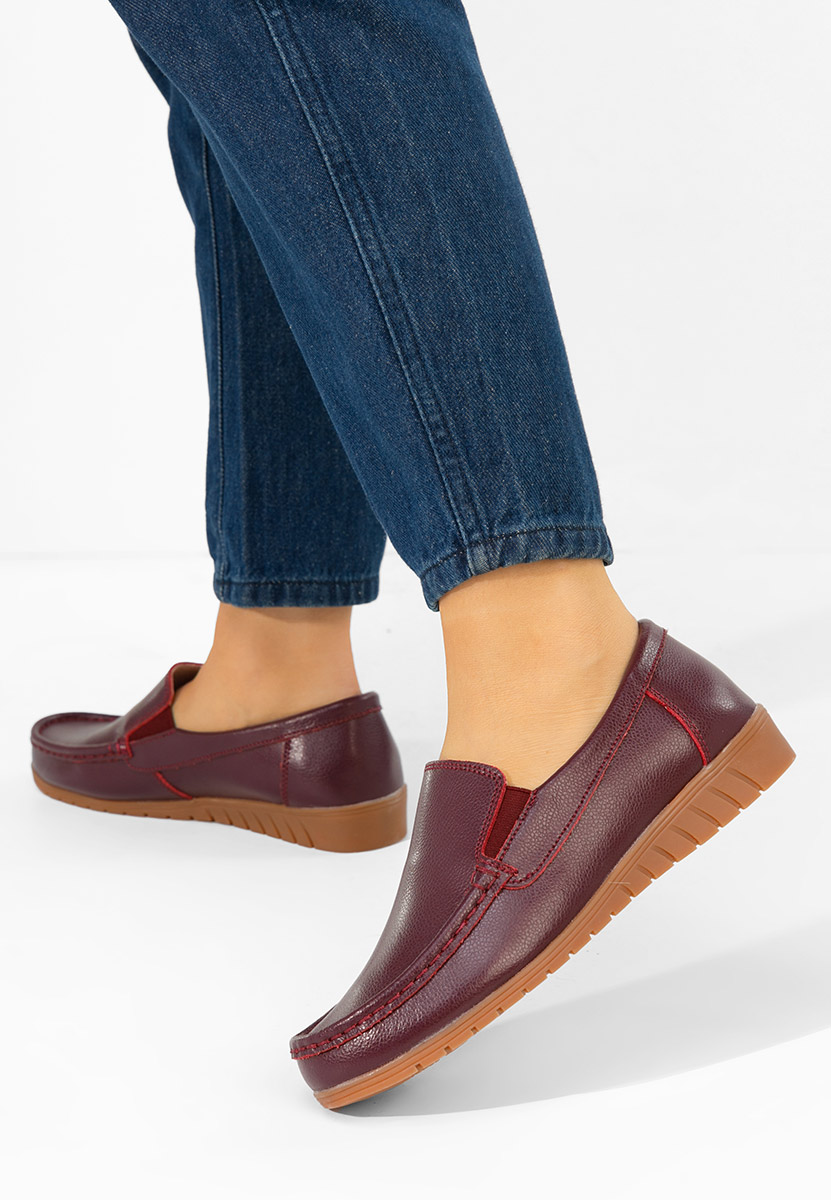 Panoma borvörös bőr mokaszin női