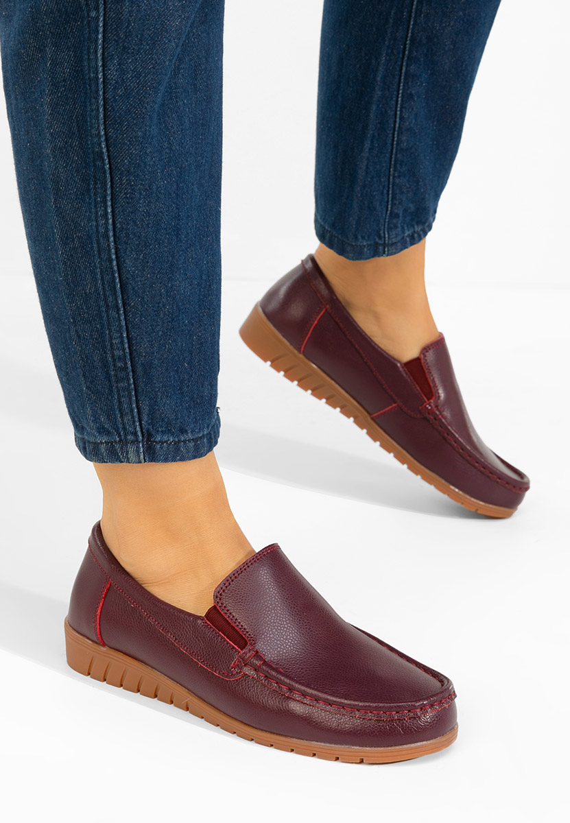 Panoma borvörös bőr mokaszin női
