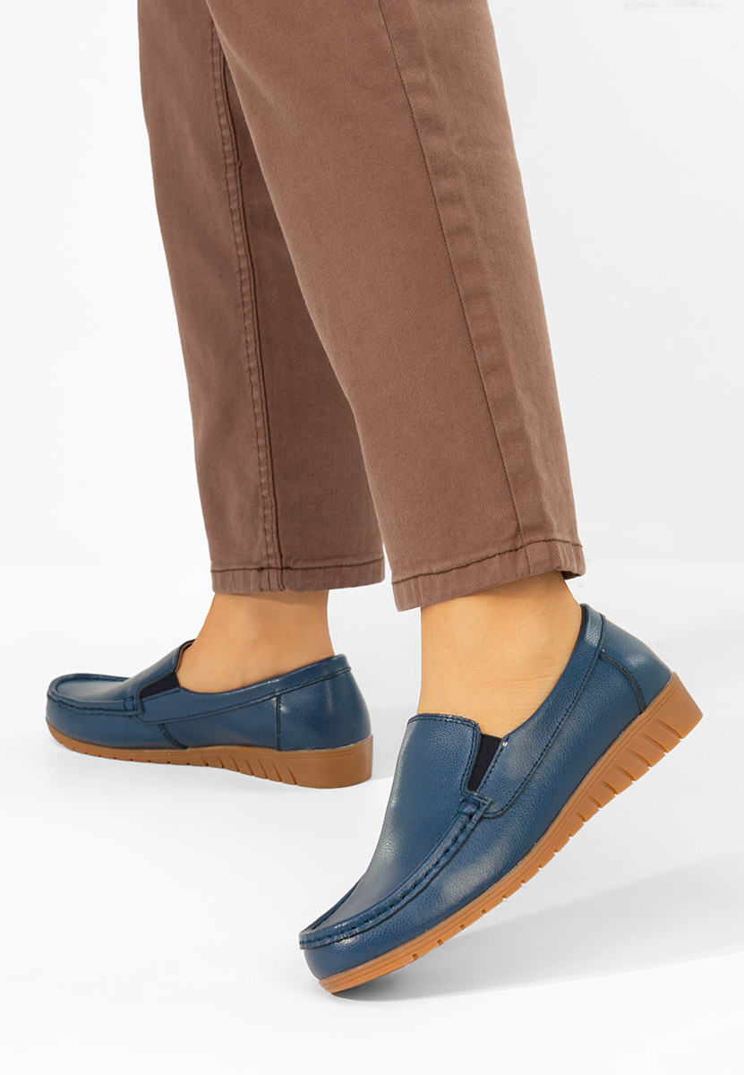 Panoma tengerészkék bőr mokaszin női