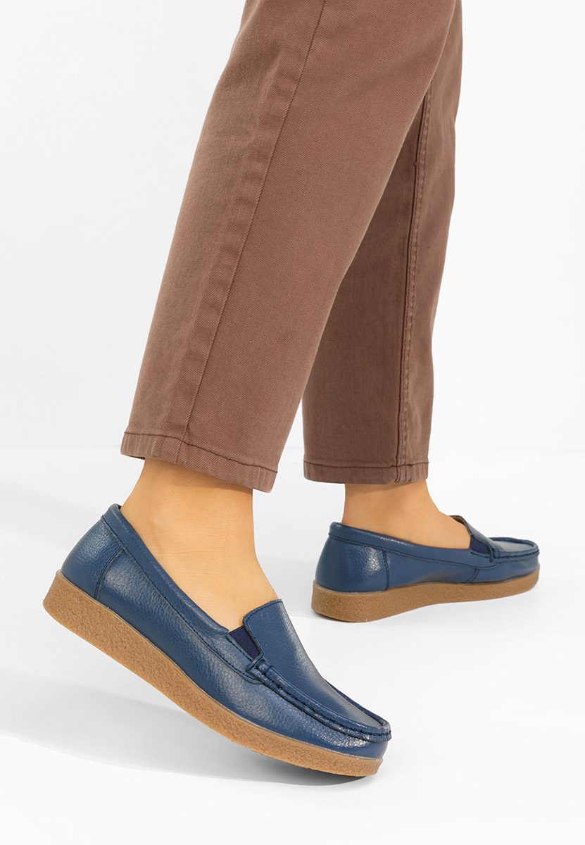 Nerida tengerészkék bőr mokaszin