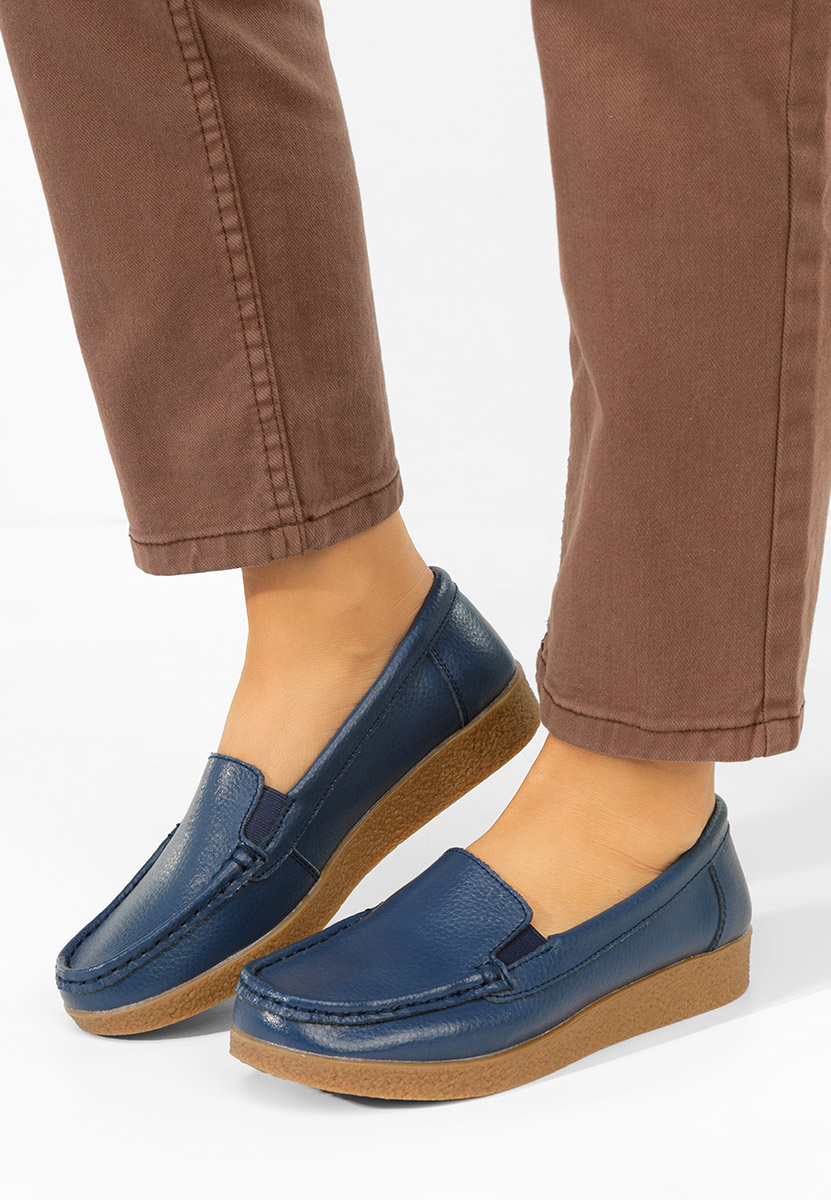 Nerida tengerészkék bőr mokaszin