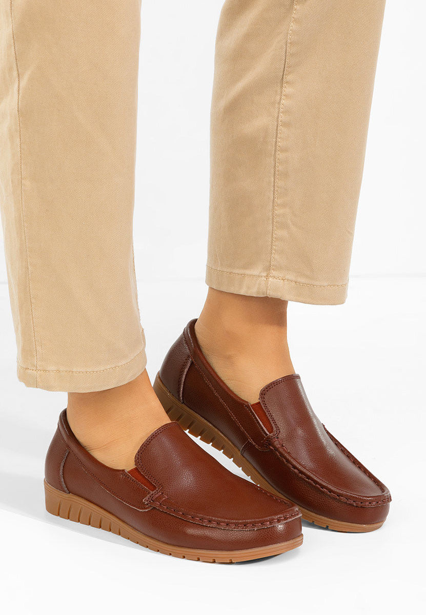 Panoma barna bőr mokaszin női