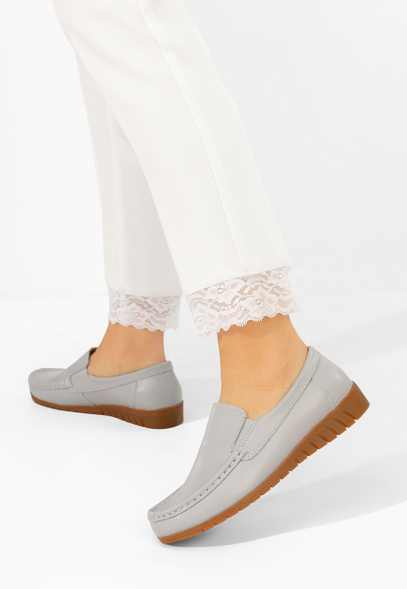 Panoma szürke bőr mokaszin női
