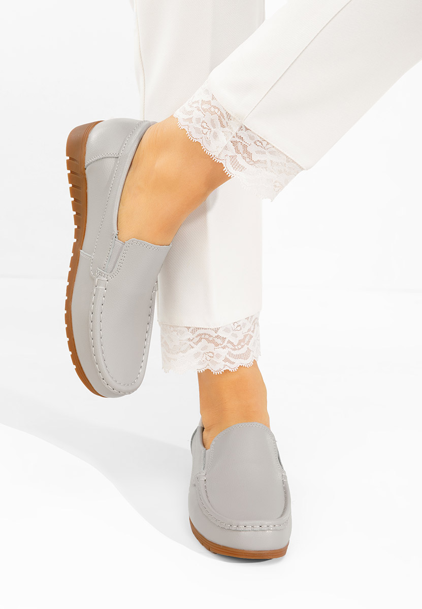 Panoma szürke bőr mokaszin női