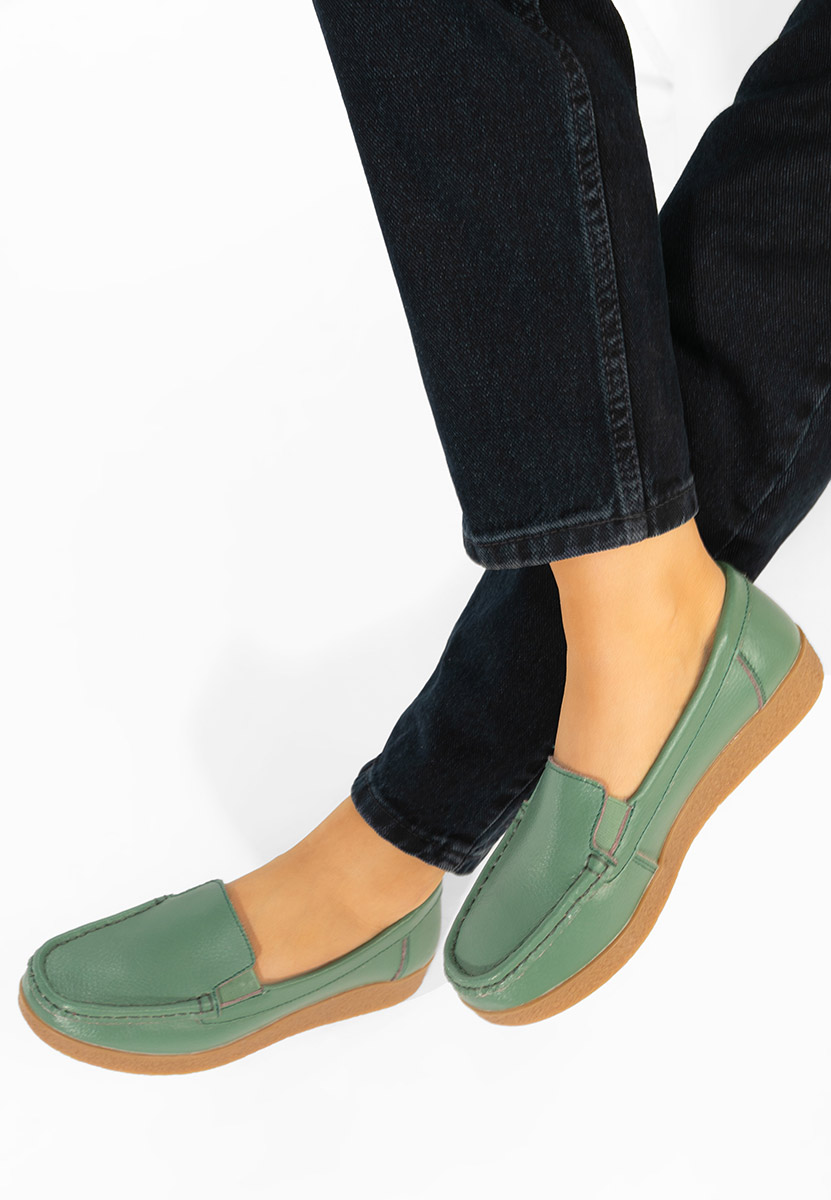 Nerida zöld bőr mokaszin