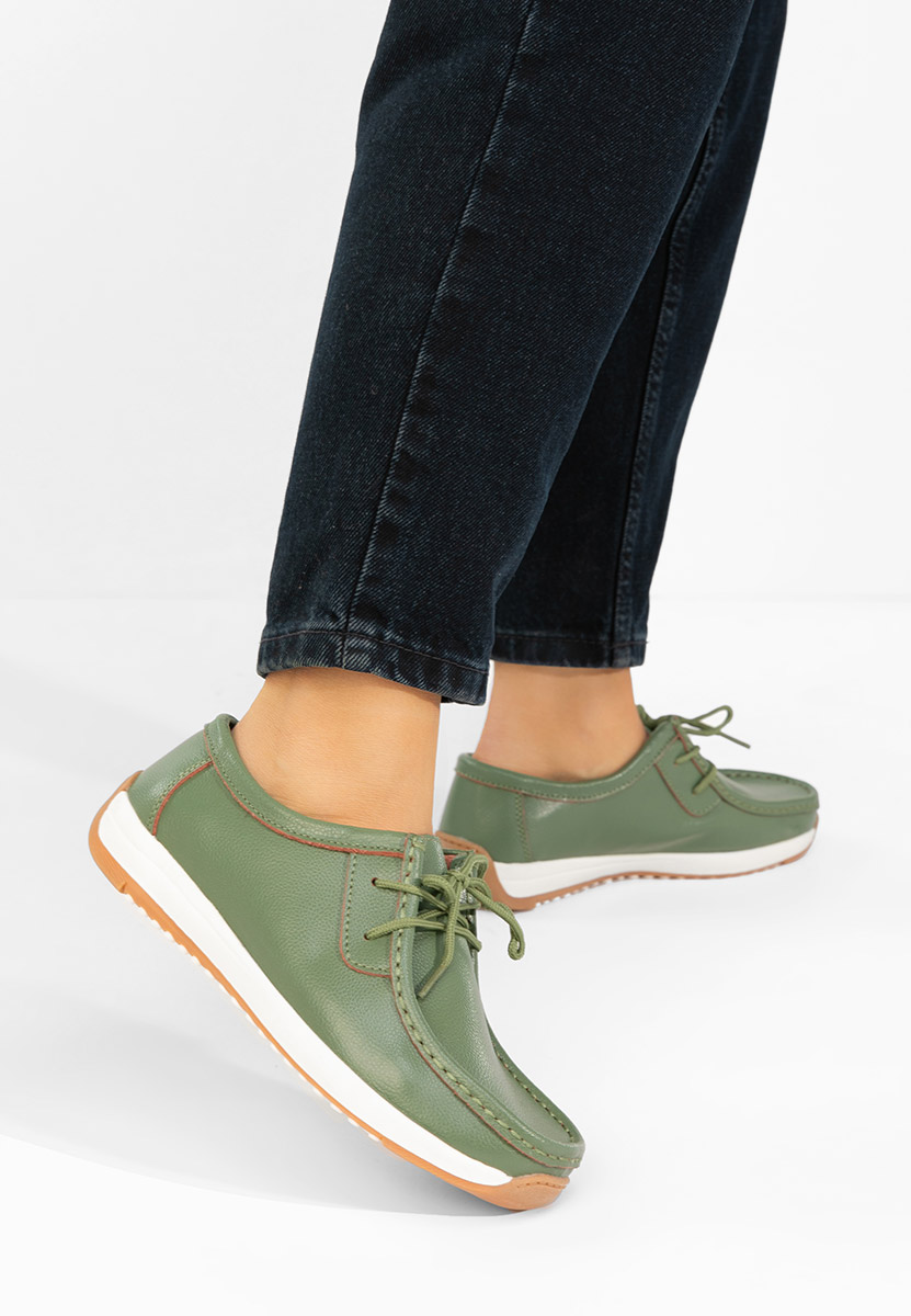 Solenia zöld bőr mokaszin