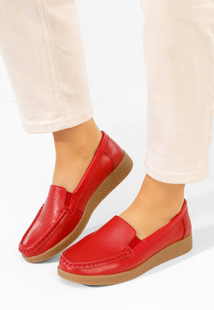 Nerida piros bőr mokaszin