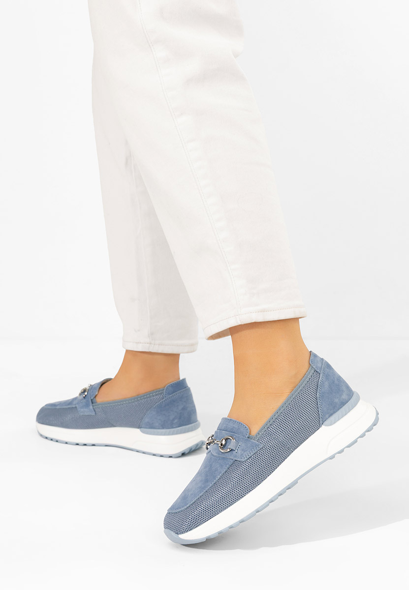 Hermony kék bőr mokaszin női