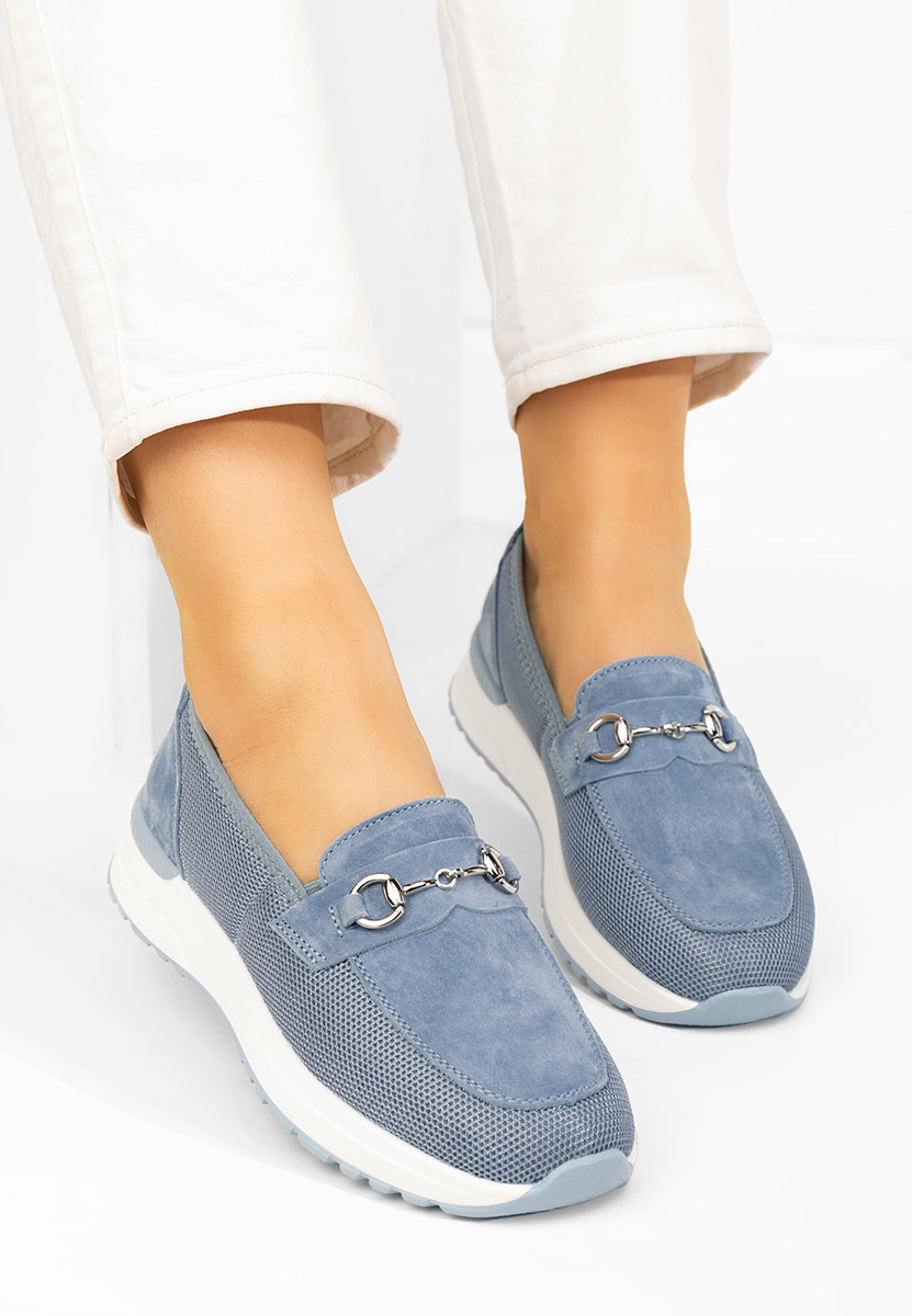 Hermony kék bőr mokaszin női