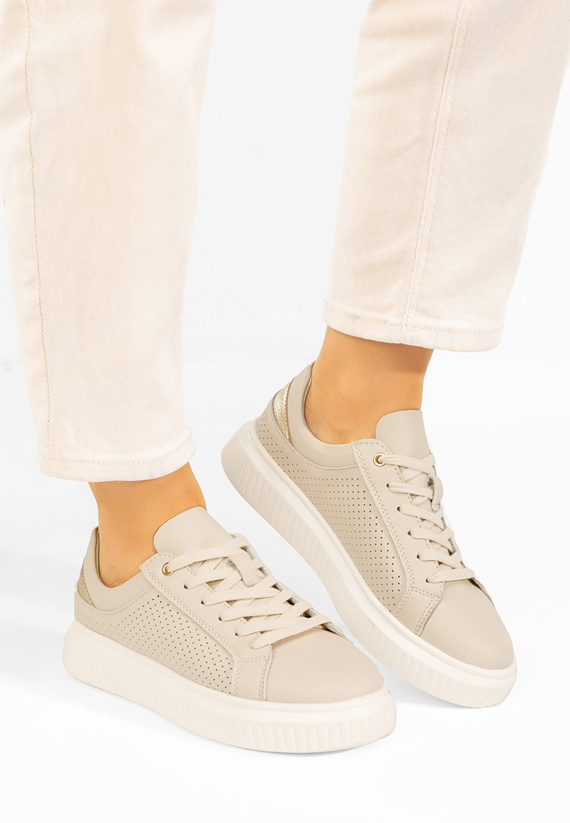 Ginetta bézs női bőr sneaker