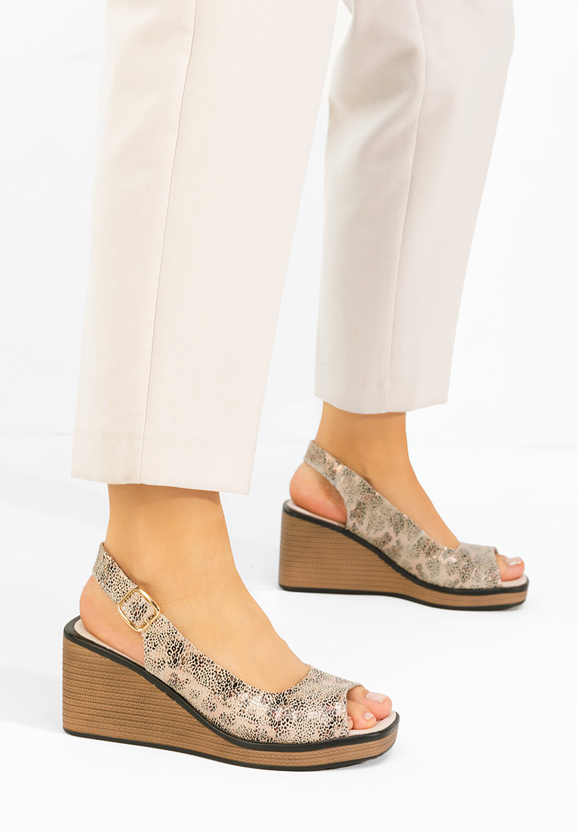 Samiria aranyszínü bőr platform szandál