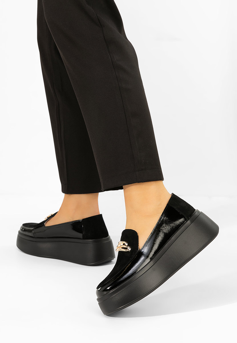 Graziella fekete női bőr mokaszin