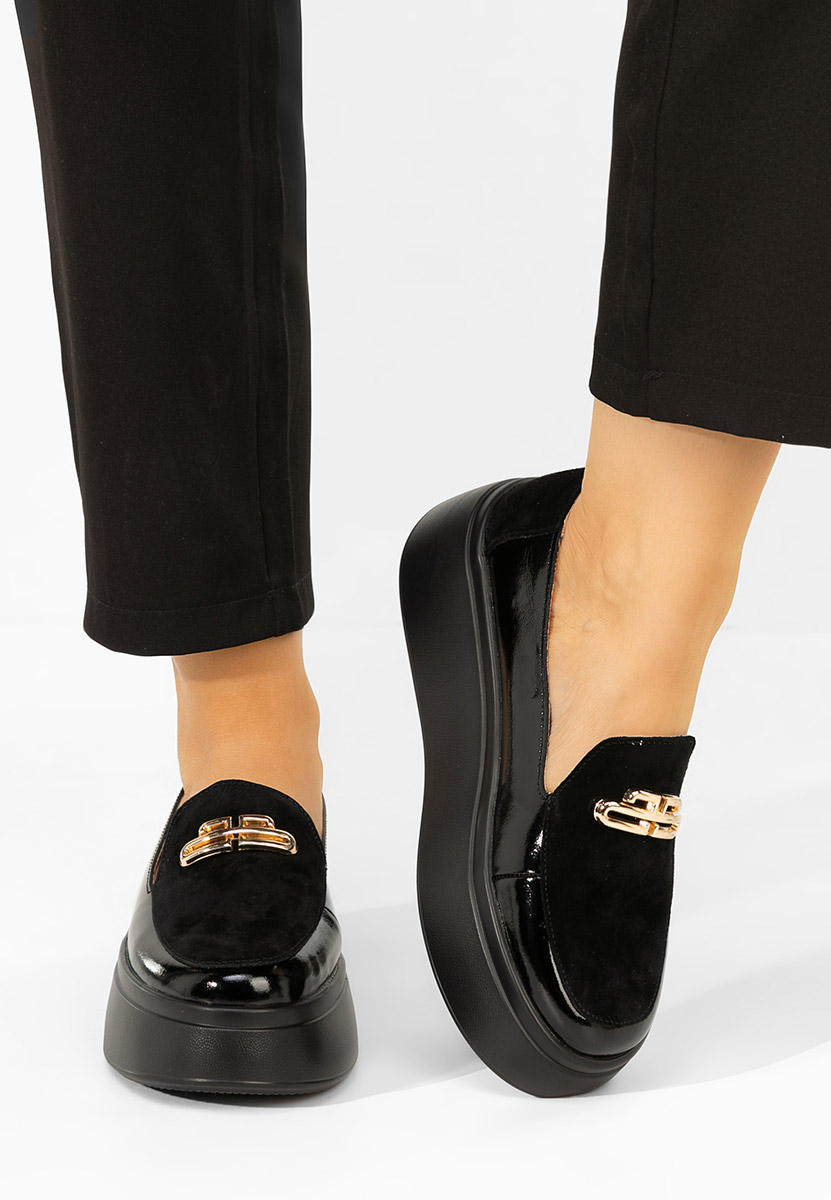 Graziella fekete női bőr mokaszin