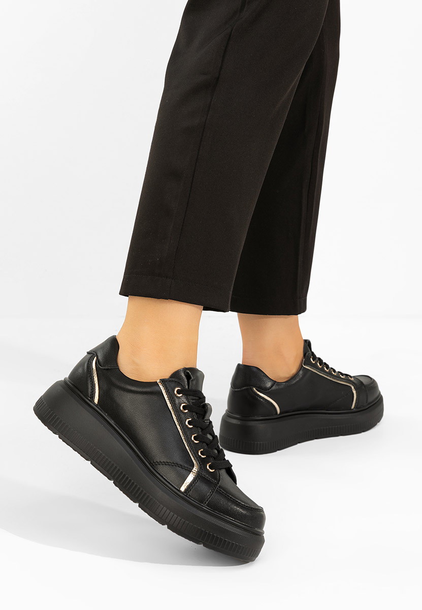 Jolena fekete női bőr sneaker