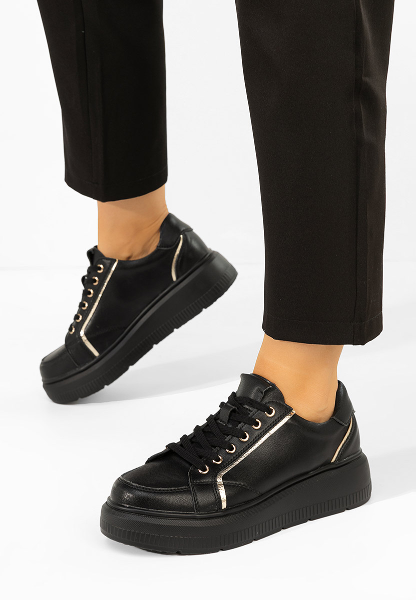 Jolena fekete női bőr sneaker