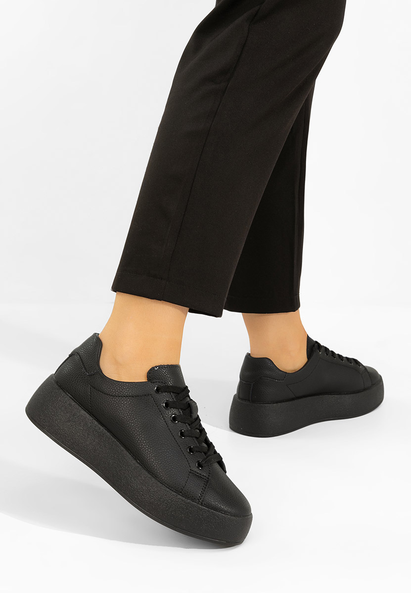 Calypso fekete női bőr sneaker