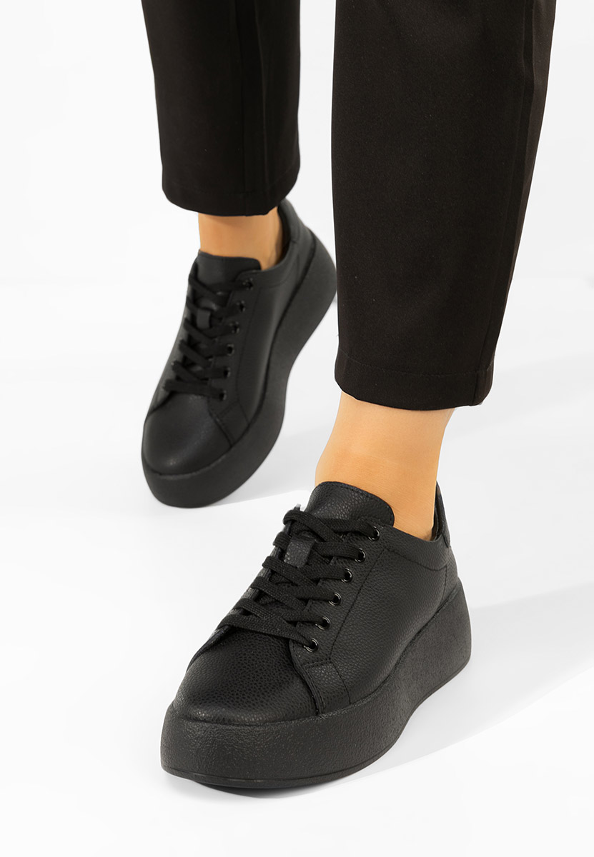 Calypso fekete női bőr sneaker