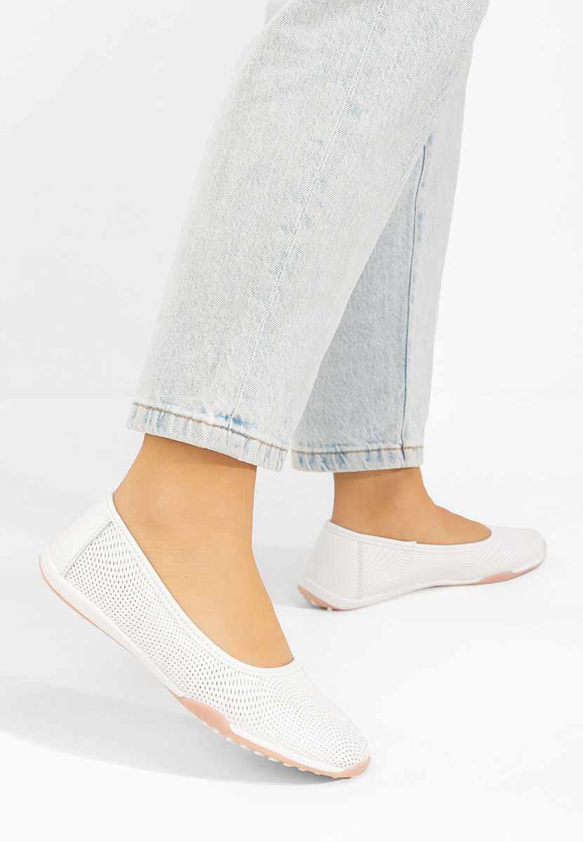 Sindia fehér bőr balerina cipő