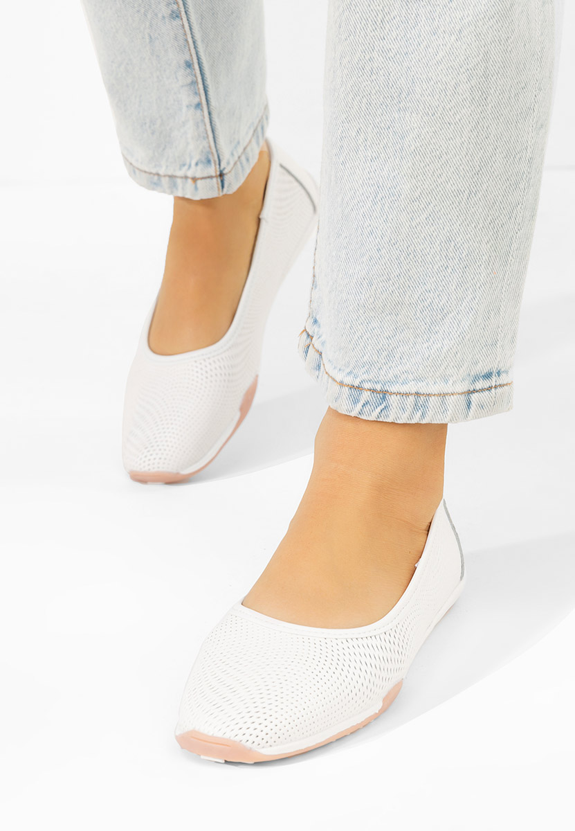 Sindia fehér bőr balerina cipő