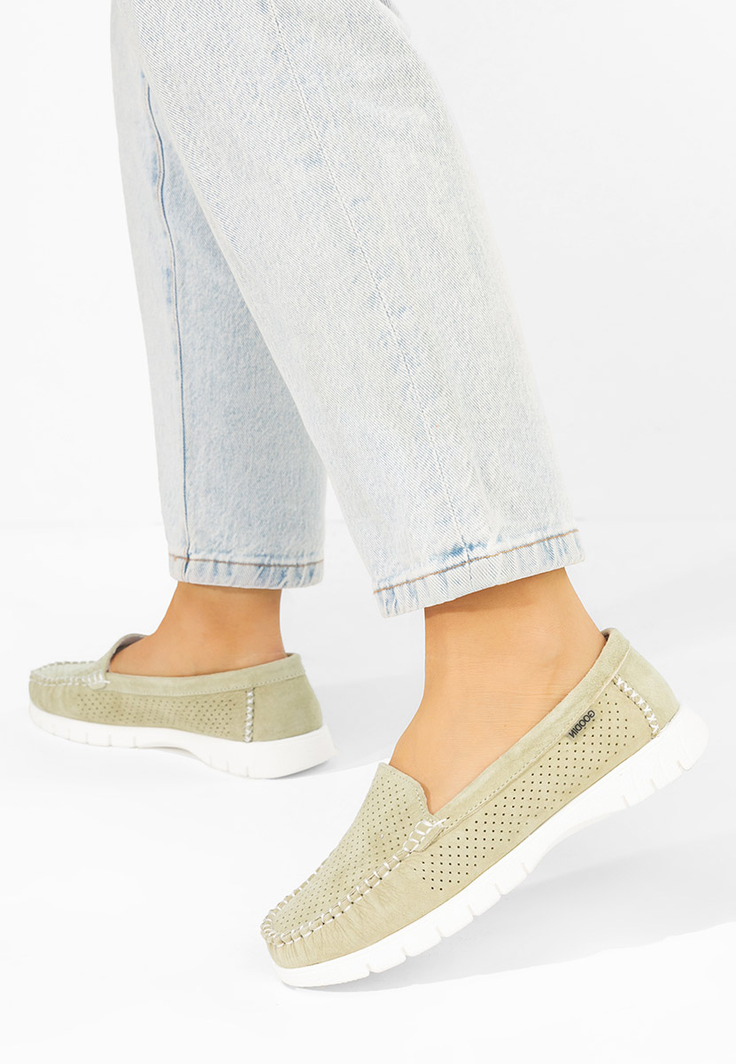 Irsaia zöld bőr mokaszin női