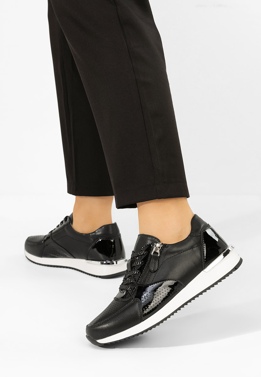 Eniliana fekete női bőr sneaker
