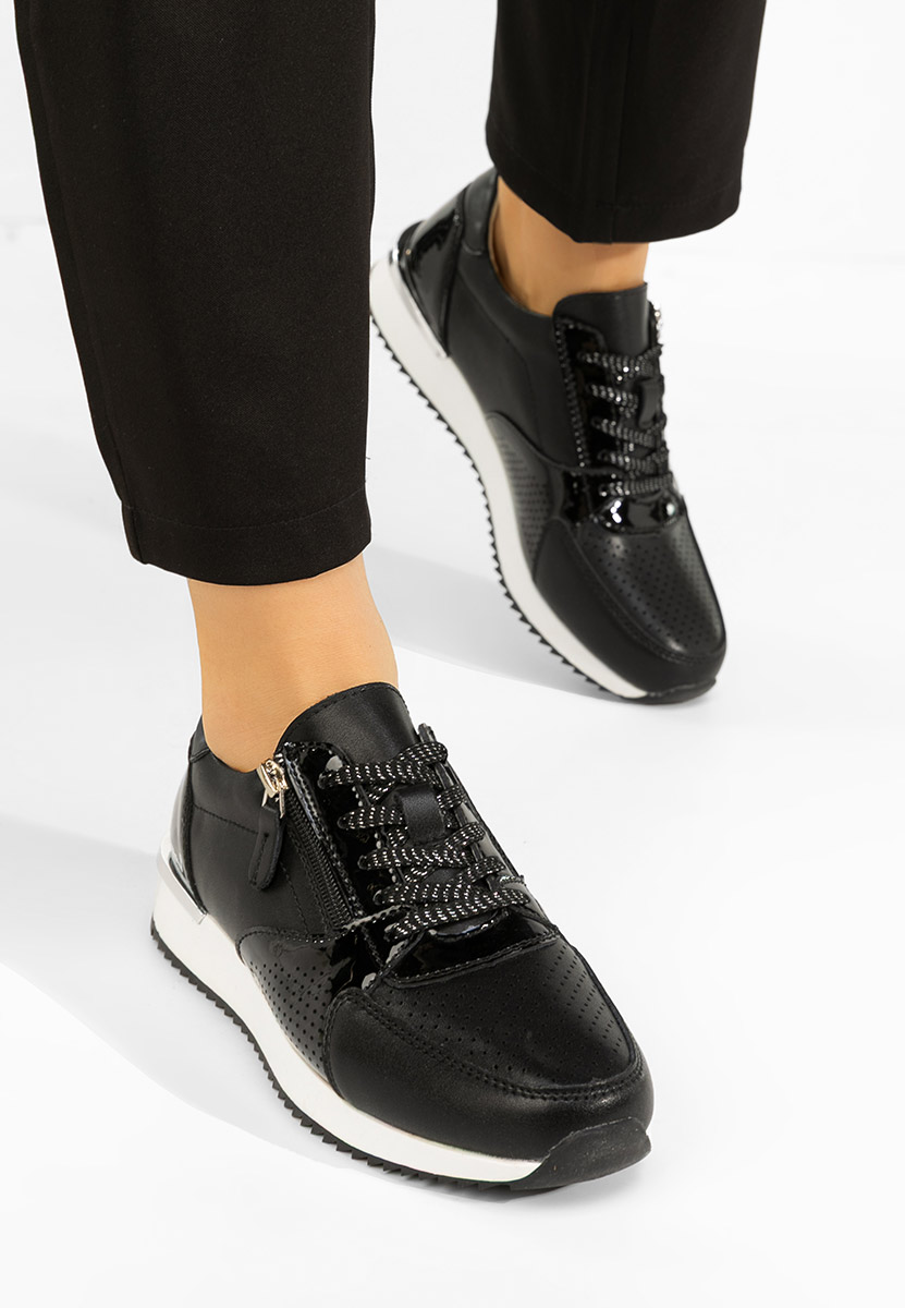 Eniliana fekete női bőr sneaker