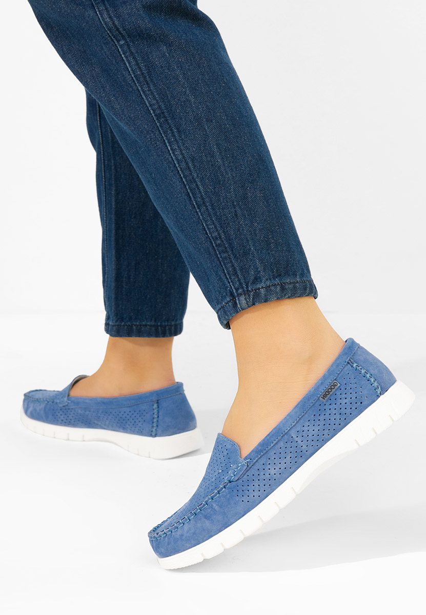 Irsaia kék bőr mokaszin női