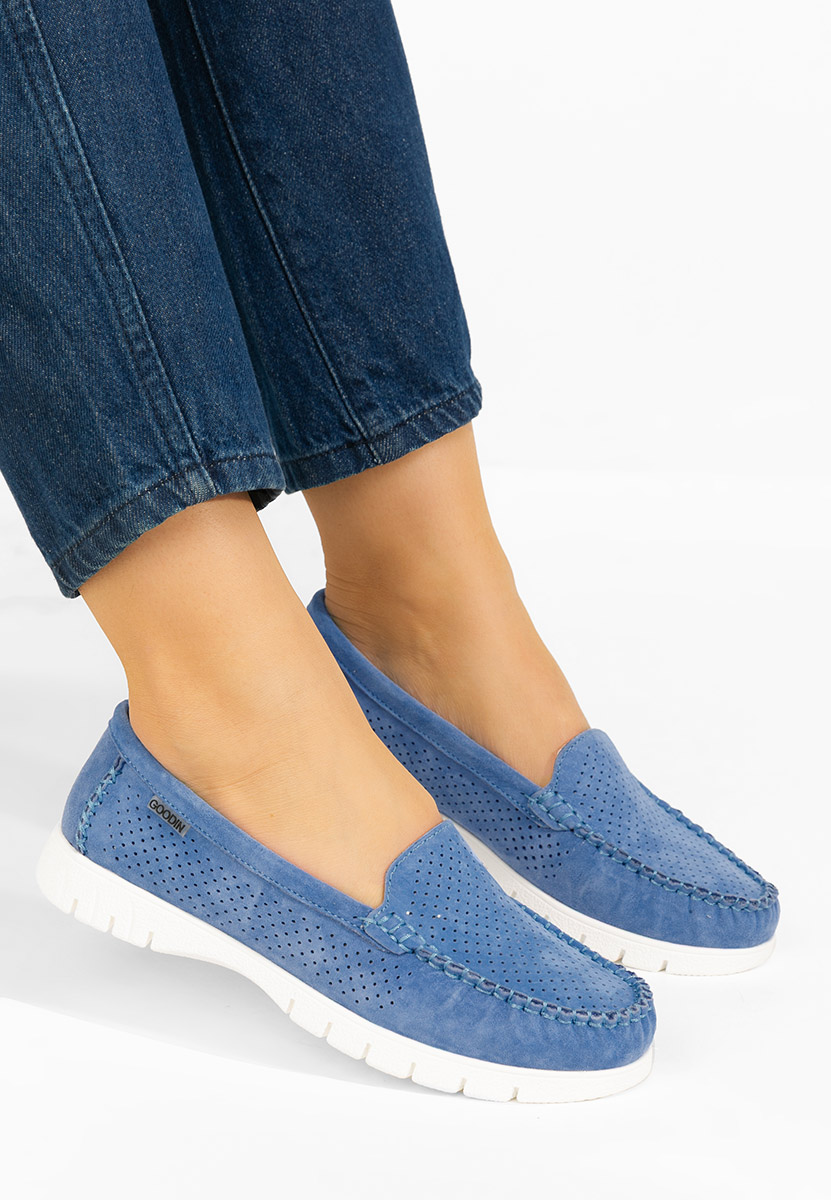 Irsaia kék bőr mokaszin női