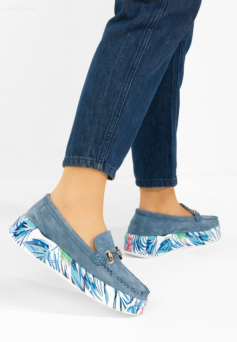 Tanielia kék női bőr mokaszin