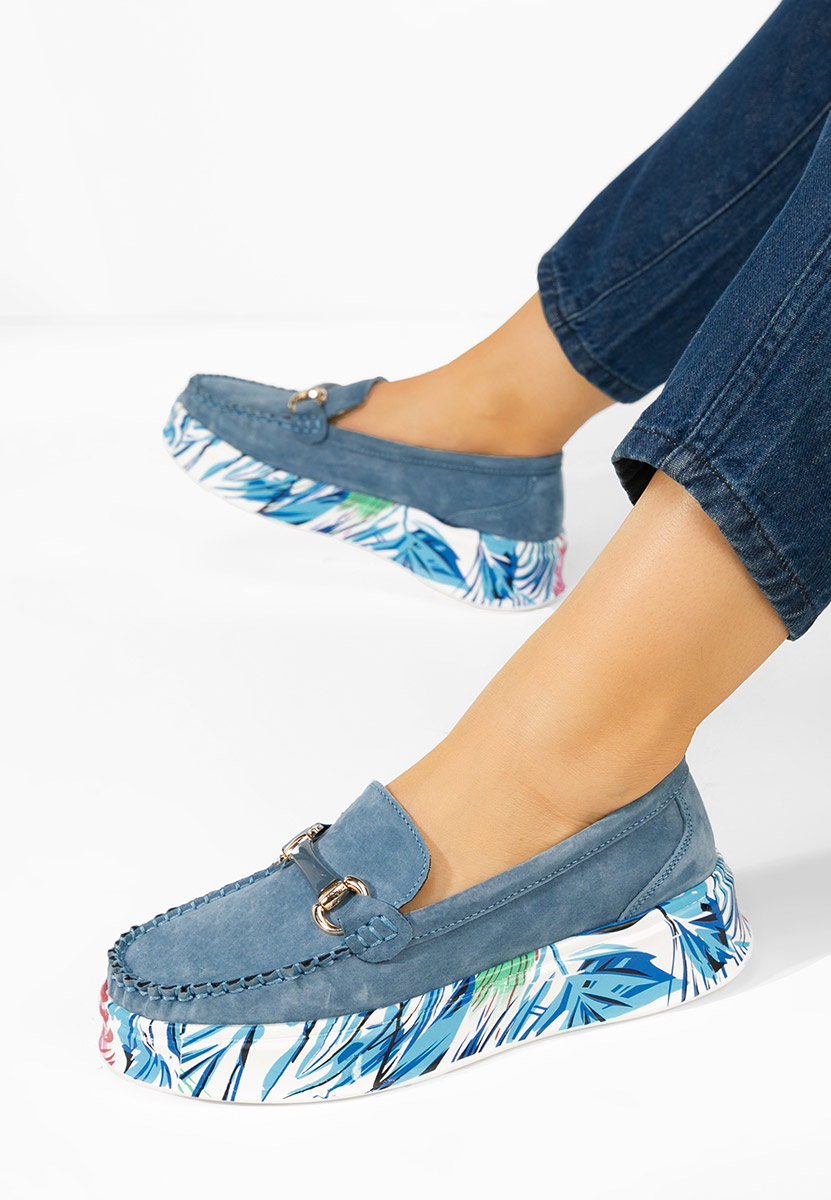 Tanielia kék női bőr mokaszin